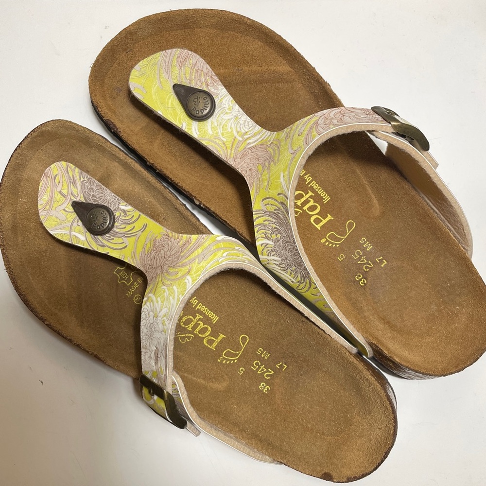 Birkenstock Papillio Sandals Suede Thong Slide Yellow Size 38 US 7